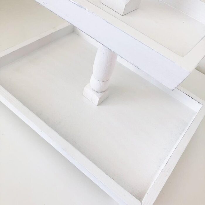 Tiered Tray – Distressed White Rectangle, BagMyGift