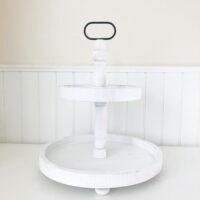 Tiered Tray – Distressed White Round , BagMyGift