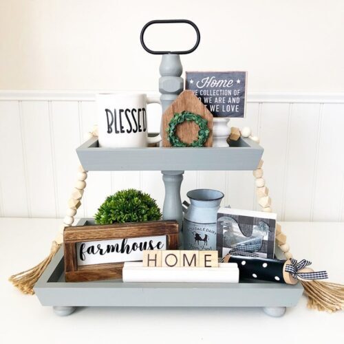 Tiered Tray – Farmhouse Gray Rectangle, BagMyGift