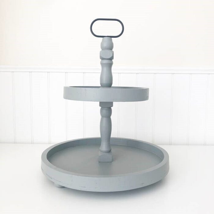 Tiered Tray – Farmhouse Gray Round