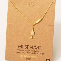 Gold Dipped Cz Pouring Wine Pendant Necklace - Image 3