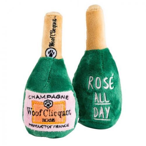 Woof Clicquot Rose’ Champagne Bottle Squeaker Dog Toy