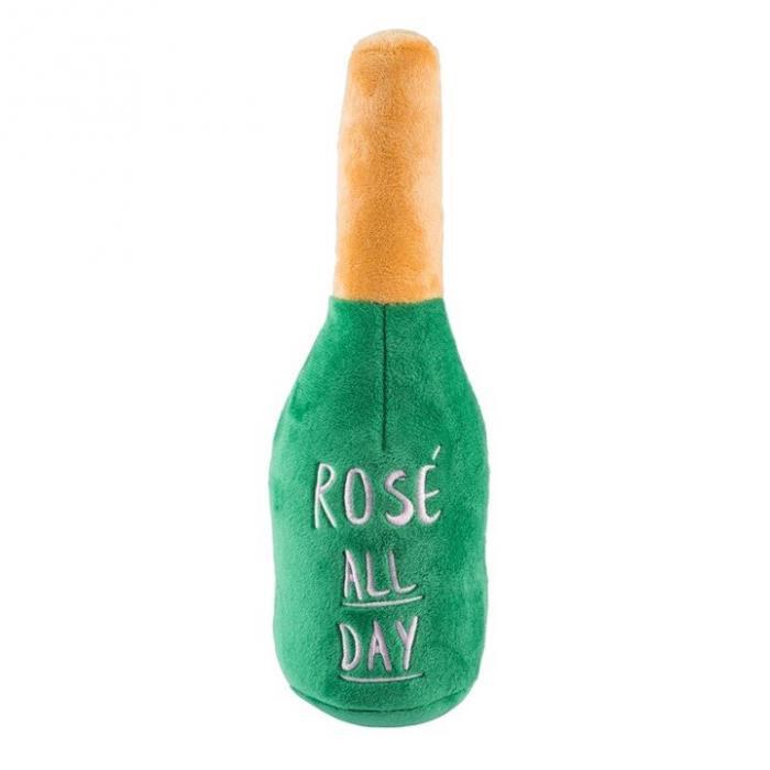 Woof Clicquot Rose’ Champagne Bottle Squeaker Dog Toy