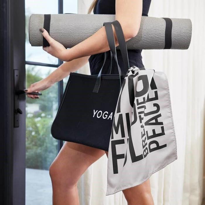 Black Canvas Tote - Yoga - Image 2