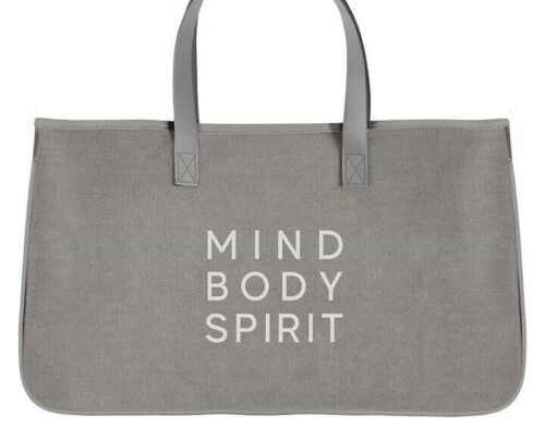 Grey Canvas Tote – Mind Body Spirit, BagMYGift