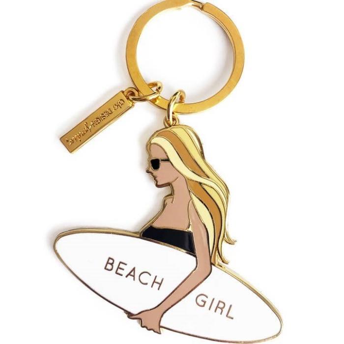 Beach Girl Surfer Enamel Keychain, BagMYGift