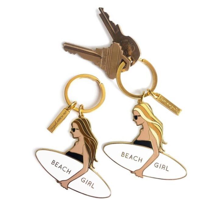 Beach Girl Surfer Enamel Keychain - Image 3