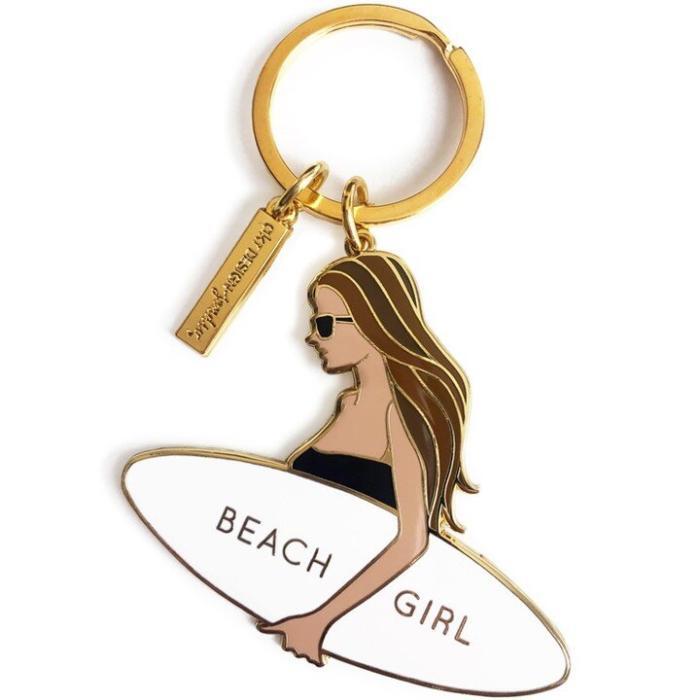 Beach Girl Surfer Enamel Keychain, BagMYGift