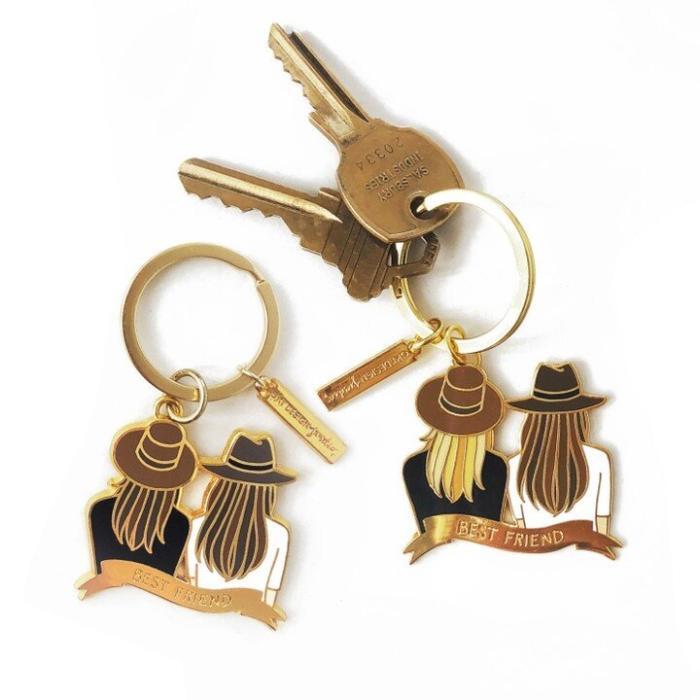 Best Friend Keychain - Blonde & Brown Hair - Image 2