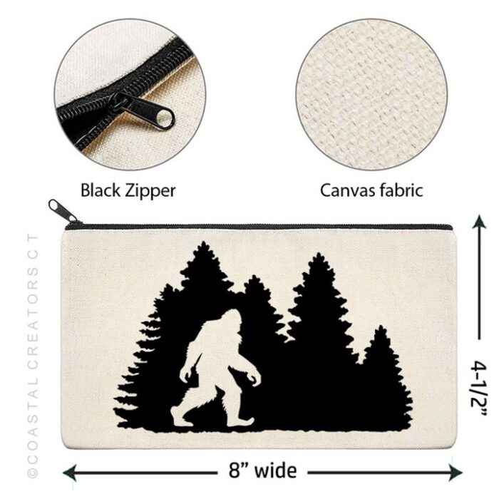 Bigfoot Sasquatch Multi-Use Canvas Zipper Pouch