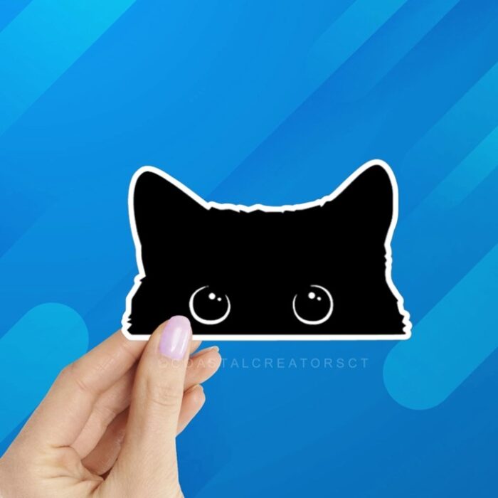 Black Cat with Realistic Eyes Sticker - Image 2