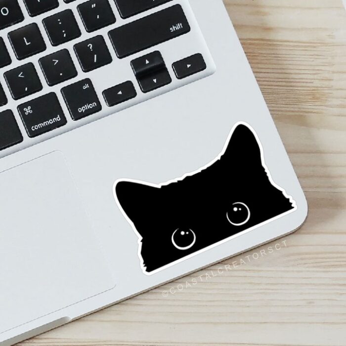 Black Cat with Realistic Eyes Sticker - Image 3