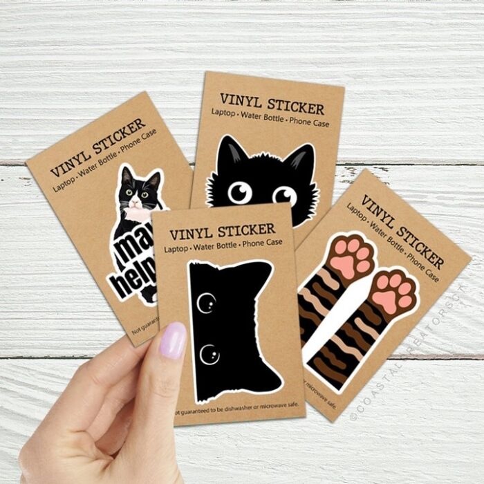 Black Cat with Realistic Eyes Sticker - Image 4