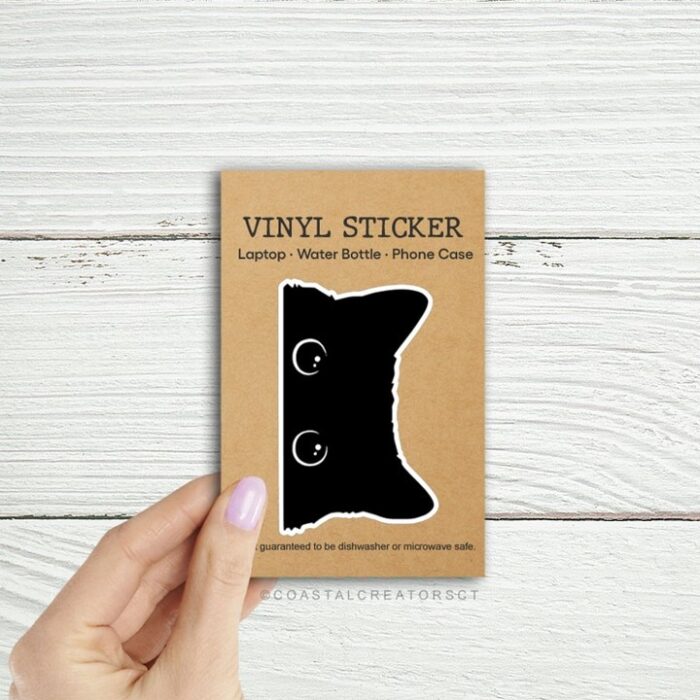 Black Cat with Realistic Eyes Sticker, BagMYGift