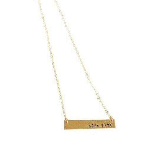 Boss Babe Stamped Bar 14K Gold Filled Necklace, BagMYGift