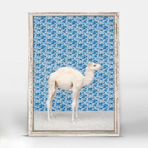 Camel on Blue Mini Framed Canvas, BagMYGift