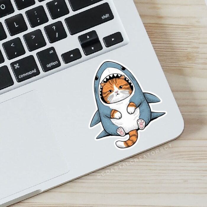 Cat in A Shark Costume Sticker - Image 3