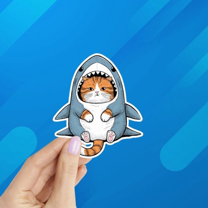 Cat in A Shark Costume Sticker - Image 2