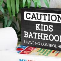 Caution Kids Bathroom Sign - Image 2