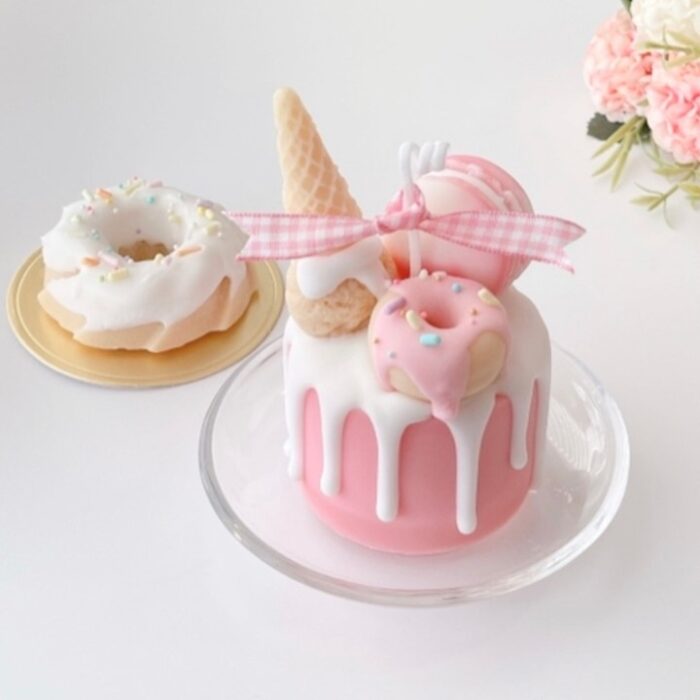 Cake Dessert Candle with Donut, Ice Cream, and Macaroon