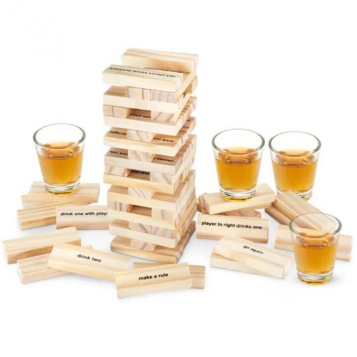 Stack™ Block Stacking Party Drinking Game w/ Shot Glasses