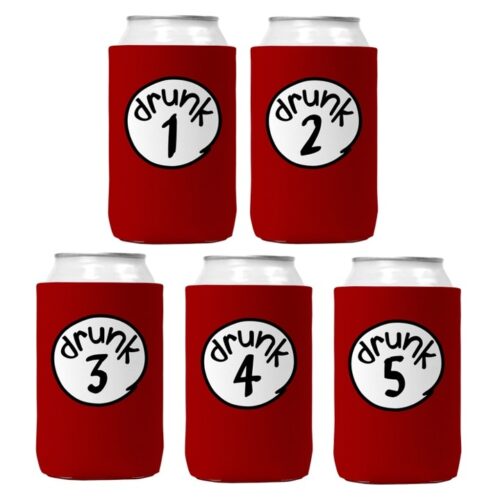 Drunk 1,2,3,4,5 Can Koozie Cooler For 12oz Cans