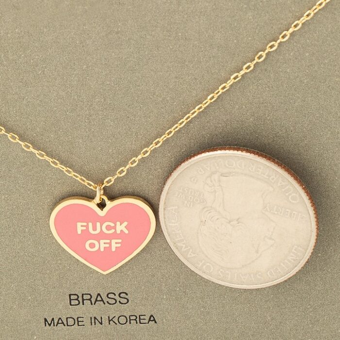 F*ck Off Heart Pendant Necklace - Image 4