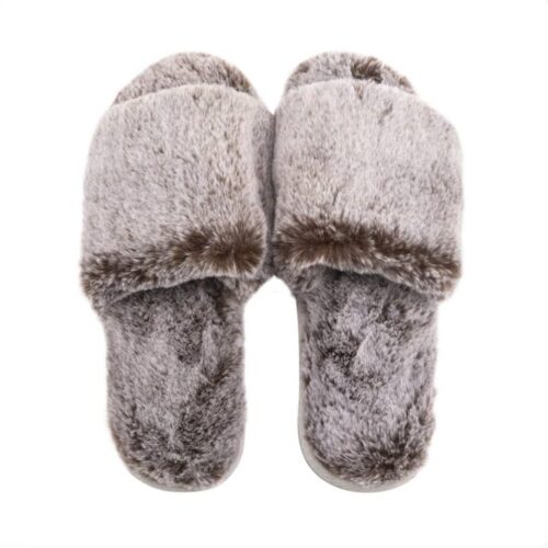 Furry Slippers - Gray , BagMyGift