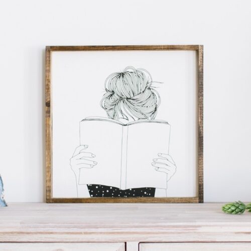 Girl Reading Book Wood Sign, BagMYGift