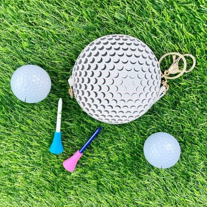 Golf Ball Keychain Bag Charm Zip Pouch,