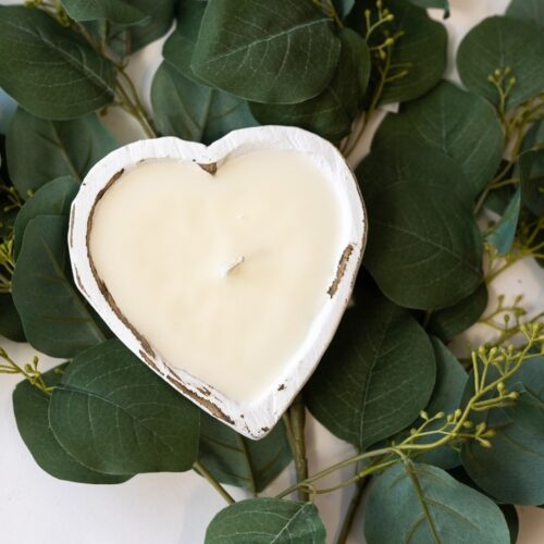 Wood Sweet Heart Candles