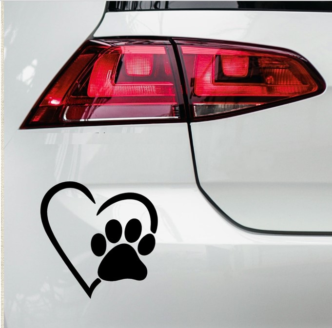 Heart Dog Paw Vinyl Sticker, BagMYGift