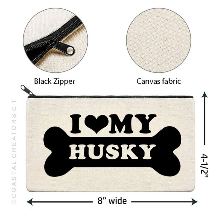 I Love My Husky Multi-Use Canvas Zipper Pouch - Image 2