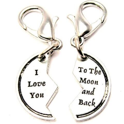 I Love You To the Moon 2 Piece Set Purse Clip/Zipper Pull