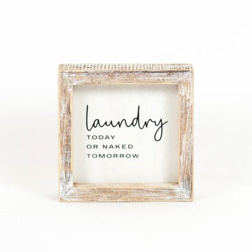 Laundry Today 5x5 Wood Framed Sign, BagMYGift