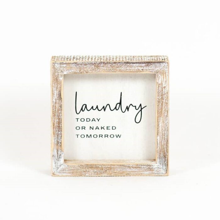 Laundry Today 5x5 Wood Framed Sign, BagMYGift