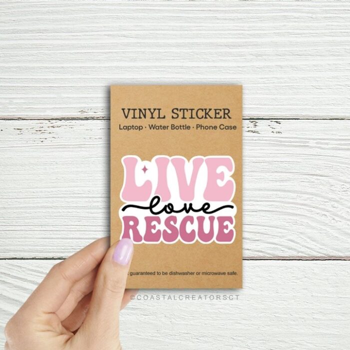 Live Love Rescue Cat Dog Sticker, BagMYGift