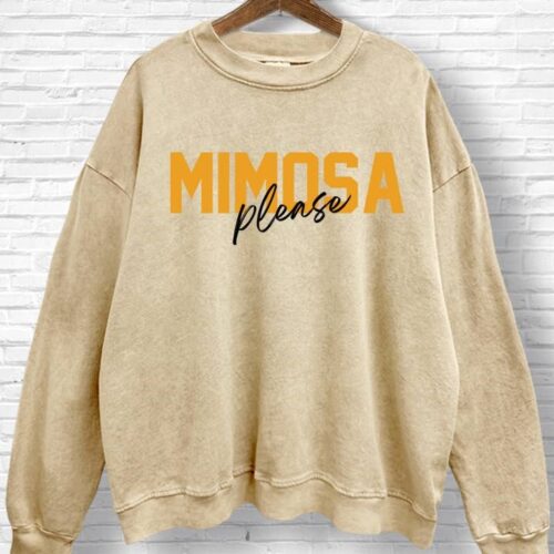 Mimosa Please Graphic Mineral Sweatshirt, BagMYGift