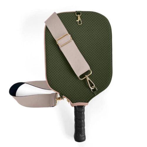 Pickleball Paddle Cover w/ Strap, Storage & Clip- Green