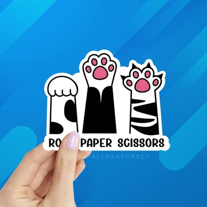 Cat "Rock, Paper, Scissors" Sticker - Image 2