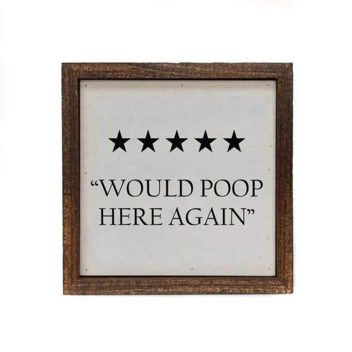 Would Poop Here Again Bathroom Sign, BagMYGift