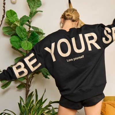 Be Yourself Love Yourself Printed Oversized Sweatshirt, BagMYGift