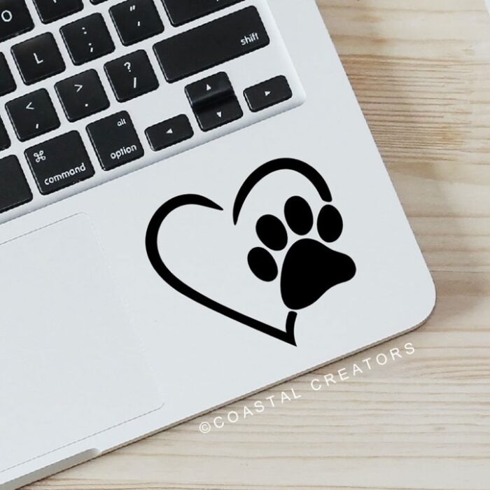 Heart Dog Paw Vinyl Sticker - Image 3