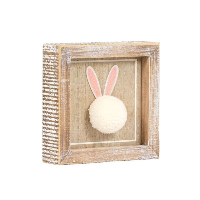 Sign Bunny/Kisses Easter Spring 5 x 5 Wood Framed Sign - Image 2