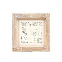 Bunny/Kisses Easter Spring 5 x 5 Wood Framed Sign - Image 3