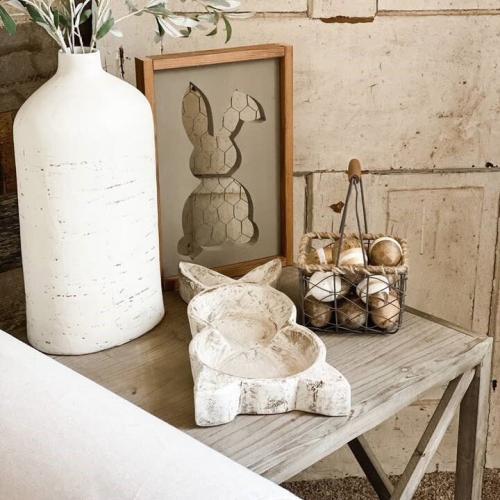 Large Bunny Dough Bowl, Handmade Farmhouse, BagMYGift