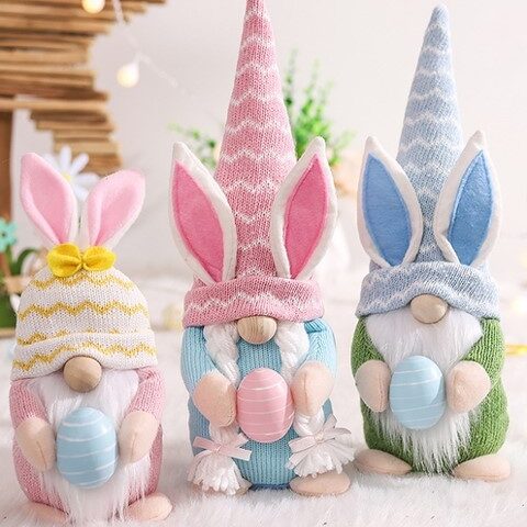 Knit Easter Bunny Gnomes - Set of 3, BagMYGift