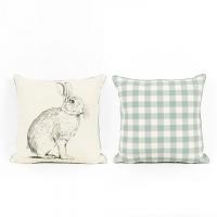 17x17 Reversible Pillow (Rabbit/Checkerboard), BagMYGift