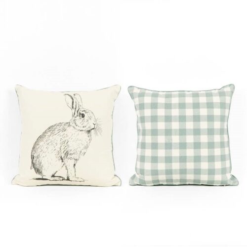 17x17 Reversible Pillow (Rabbit/Checkerboard), BagMYGift