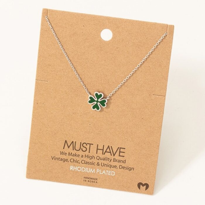 Green Clover Charm Necklace, BagMYGift